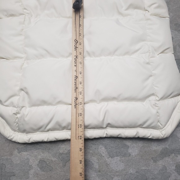 J.Crew Down Puffer Vest Womens Large White Button Sleeveless - Picture 10 of 11